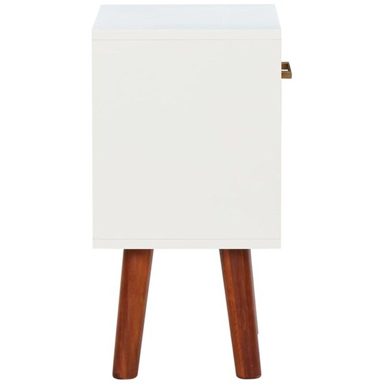 Κομοδίνο Vidaxl Από Μασίφ Ξύλο Ακακίας 40x30x57 cm - Λευκό Ματ Καφέ image 2