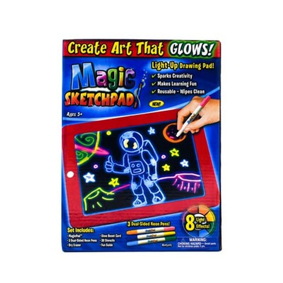 3D Μαγικό Μπλόκ Σχεδίου Led Με 3 Neon Στυλούς & 30 Σχέδια Oem 50272 - Κόκκινο image 4