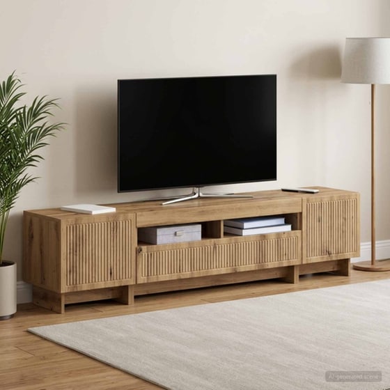 Έπιπλο Τηλεόρασης VidaXL με LED 5 τμχ 198 x 35 x 43 cm - Artisan Δρυς image 2