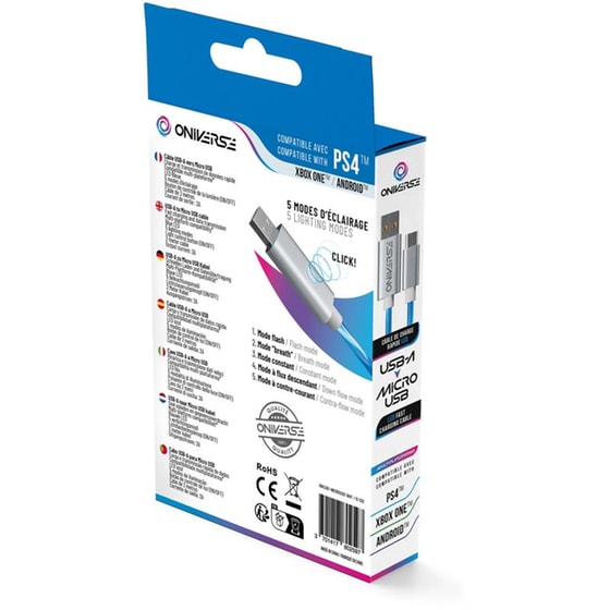 Καλώδιο Δεδομένων & Φόρτισης Oniverse με LED USB-A to Micro USB 2m - White image 4