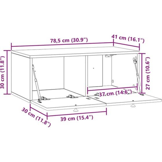 Επιτοίχιο Έπιπλο Τηλεόρασης VidaXL 78.5x41x30 cm - Γκρι image 10