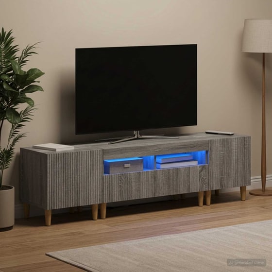 Έπιπλο Τηλεόρασης VidaXL ARNHEM με LED 3 τμχ 198 x 35 x 43 cm - Γκρι Sonoma image 2