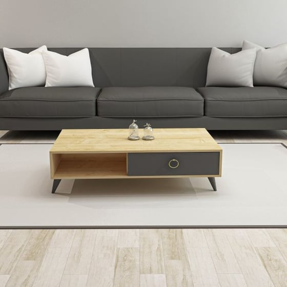 Τραπεζάκι Σαλονιού 24Mall Silva Oak από Μοριοσανίδα 50x90x33.1 cm - Ανθρακί image 2