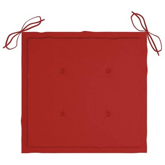 VidaXL Πολυθρόνα Κουνιστή Από Μασίφ Ξύλο Teak Με Κόκκινο Μαξιλάρι image 5