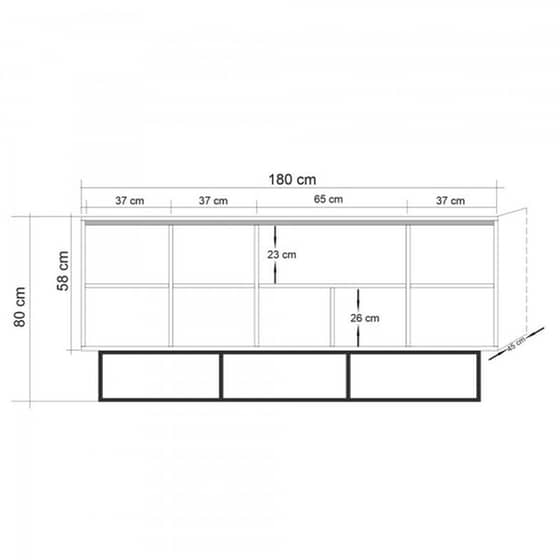 Μπουφές 24Mall Destra Atlantic Pine από Μοριοσανίδα/Μέταλλο 180x40x80 cm - Μαύρος/Καφέ image 4