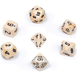 Σετ Ζαριών Chessex Marble Ivory Μάυρα