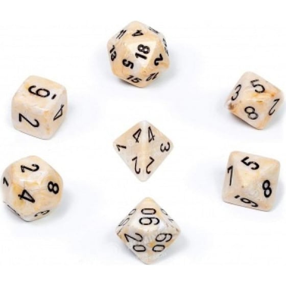 Σετ Ζαριών Chessex Marble Ivory Μάυρα image 0