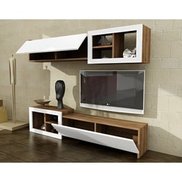Έπιπλο Τηλεόρασης Enna από Μοριοσανίδα 160x26.8x35cm - Καρυδί/Λευκό