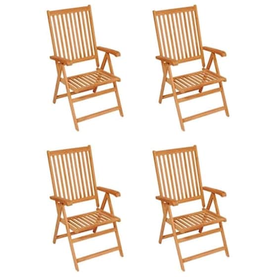 Vidaxl Καρέκλες Κήπου 4 Τεμ. Από Μασίφ Ξύλο Teak Με Μαύρα Μαξιλάρια image 2