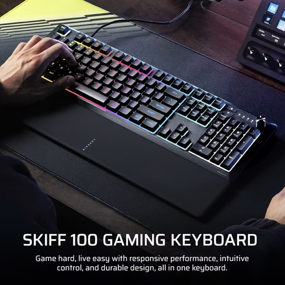 Corsair Skiff 100 Gaming Μεμβράνης Ενσύρματο Πληκτρολόγιο Full Size με RGB φωτισμό (US) image 1