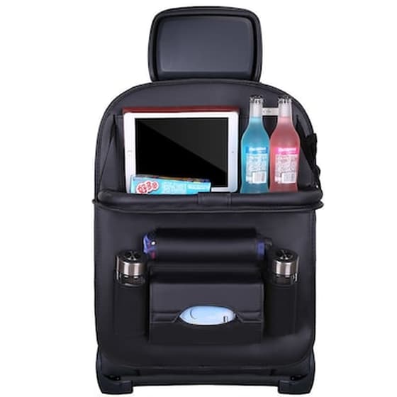 Car Organizer For The Seat Foldable Shelf Mini Car Table Black image 0