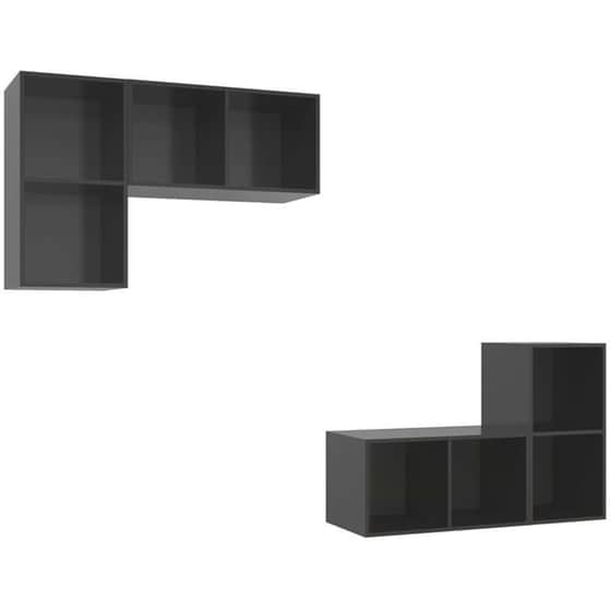 Έπιπλα Τηλεόρασης VidaXL από Μοριοσανίδα 4 Τμχ 37x37x72cm - Γκρι image 0