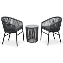 Vidaxl Σετ Επίπλων Bistro 3 Τεμαχίων Ανθρακί Ρατάν Pvc Με Μαξιλάρια