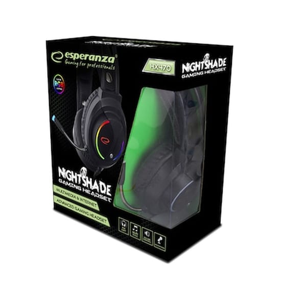Esperanza EGH470 Gaming Ενσύρματα Ακουστικά 3.5 mm/USB με RGB Φωτισμό - Μαύρα image 1