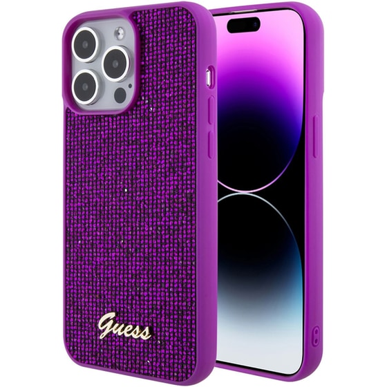 Θήκη Apple iPhone 15 Pro Max - Guess Disco Script Metal Logo Collection - Φουξία image 3