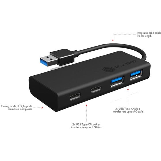 Icy Box IB-HUB1426-U3 USB Hub 4-Port USB 3.0 συμβατό με USB-A image 4