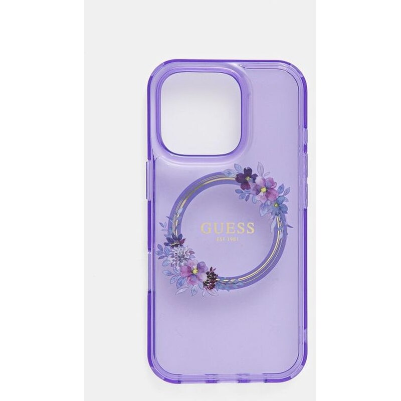 GUESS Θήκη Apple iPhone 16 Pro - Guess Flower Wreath MagSafe - Purple