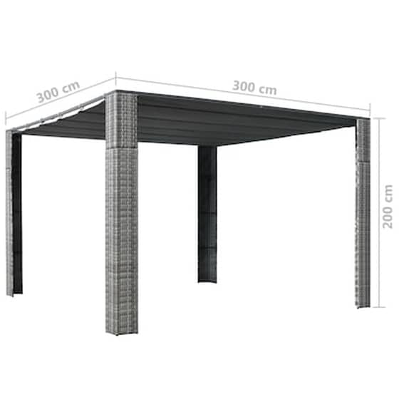 Vidaxl Κιόσκι Με Οροφή Γκρι/ανθρακί 300x300x200 Εκ. Συνθετικό Ρατάν image 3