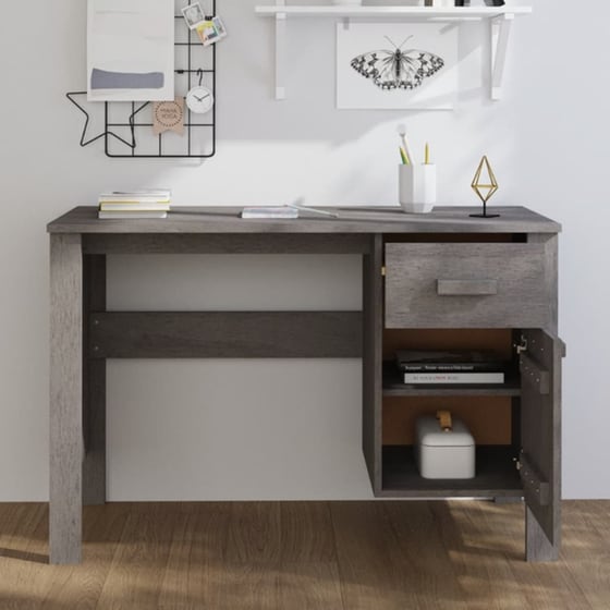 Γραφείο VidaXL Hamar από Μασίφ Ξύλο Πεύκου 113x50x75 cm - Ανοιχτό Γκρι image 2