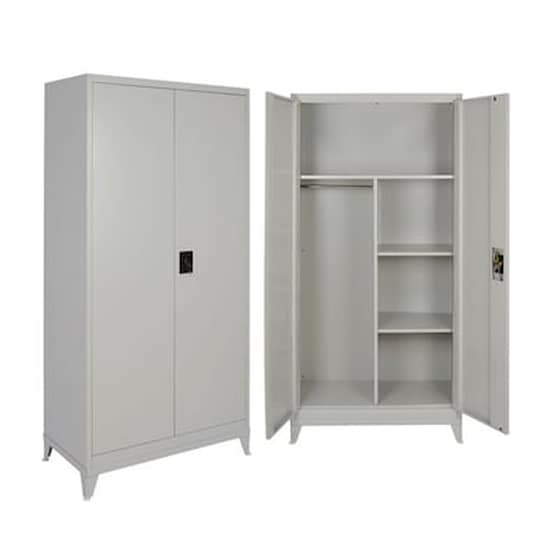 Δίφυλλη Μεταλλική Ντουλάπα STEELEN με 3 ράφια 90x45x191 cm - Γκρι image 0