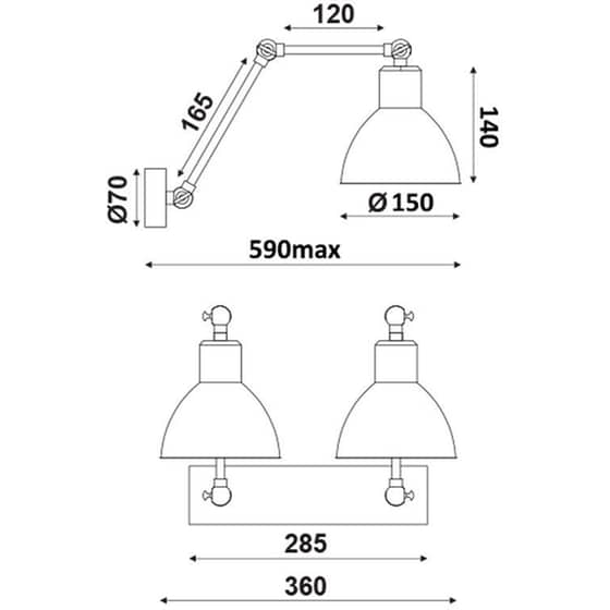 Σποτ Δίφωτο Aca Thalassa Μεταλλικό 36x59 cm - Καφέ image 1