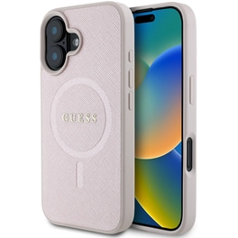 Θήκη Apple Iphone 16 - Guess Plastic Case with Magsafe - Ροζ