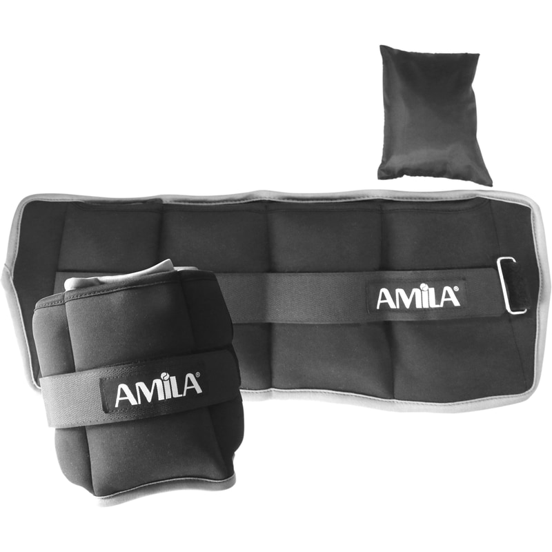 AMILA Βαράκια Άκρων 2 x 2.5kg Ρυθμιζόμενου Βάρους Amila 44105 από Νεοπρένιο - Μαύρα