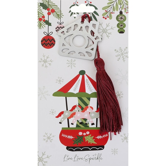 Κρεμαστό Χριστουγεννιάτικο Γούρι από Ανοξείδωτο Ατσάλι - Σπιτάκι με Φούντα image 0