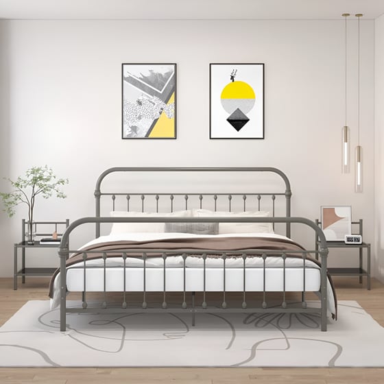 Κομοδίνο Vidaxl Μεταλλικό 2τμχ 45x34.5x60.5 cm - Γκρι Μαύρο image 1