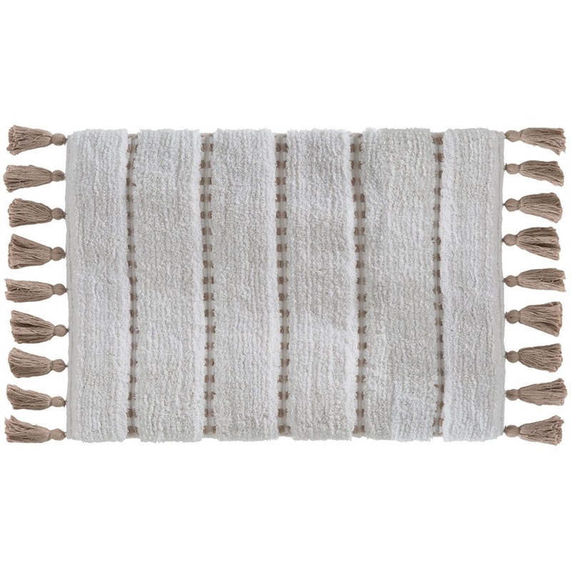 SPITISHOP Πατάκι Μπάνιου Spitishop F-v Pompom Taupe 174631a Βαμβακερό 50x75cm - Λευκό/Μπεζ