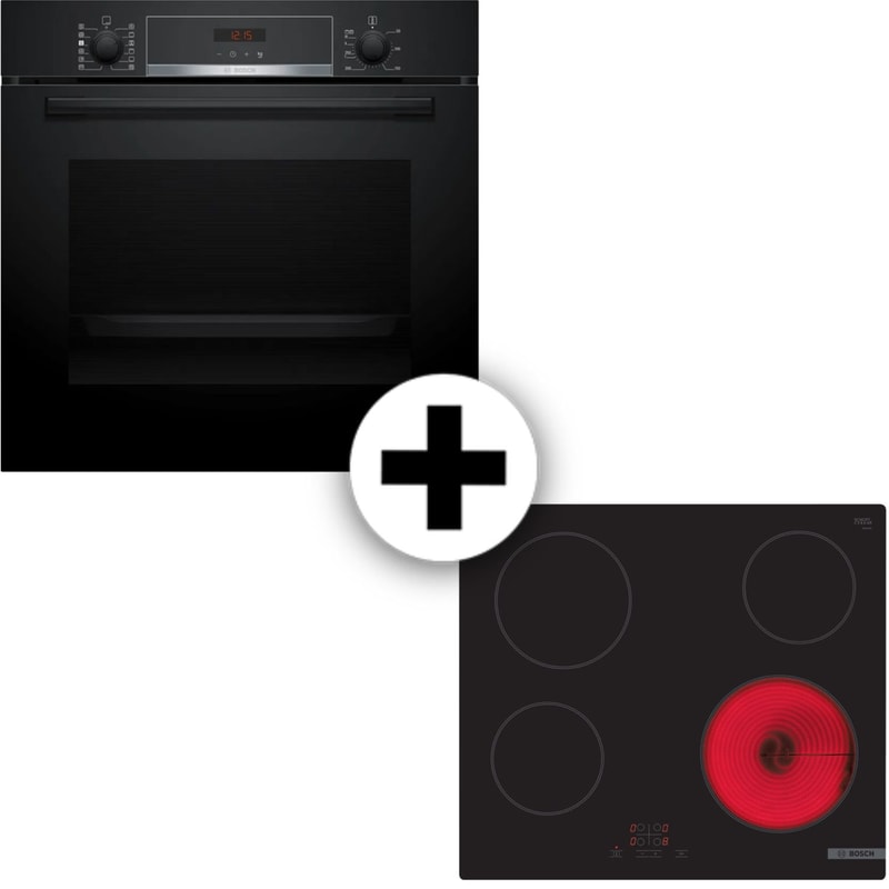 BOSCH PKE61RBA2E HQA574BB3 71 Lt Μαύρο Εντοιχιζόμενος Σετ Φούρνος και Εστία