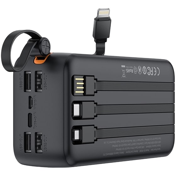 Powerbank XO PR280 30.000mAh 10W με 4 ενσωματωμένα καλώδια - Black image 3