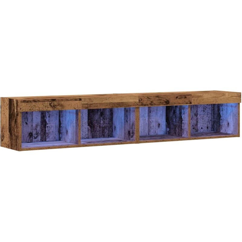 Έπιπλο Τηλεόρασης VidaXL με LED 2 τμχ 80 x 30 x 30 cm - Παλαιωμένο Ξύλο