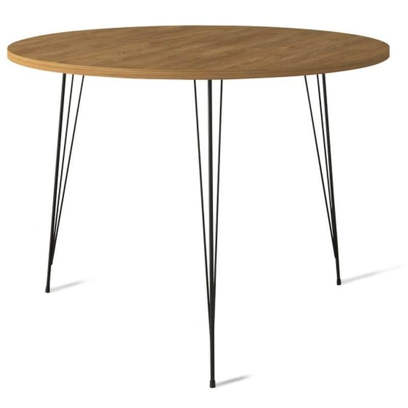 Τραπέζι 24Mall Avanz Oak από Μέταλλο και Μελαμίνη 90x90x75 cm – Μαύρο/Καφέ