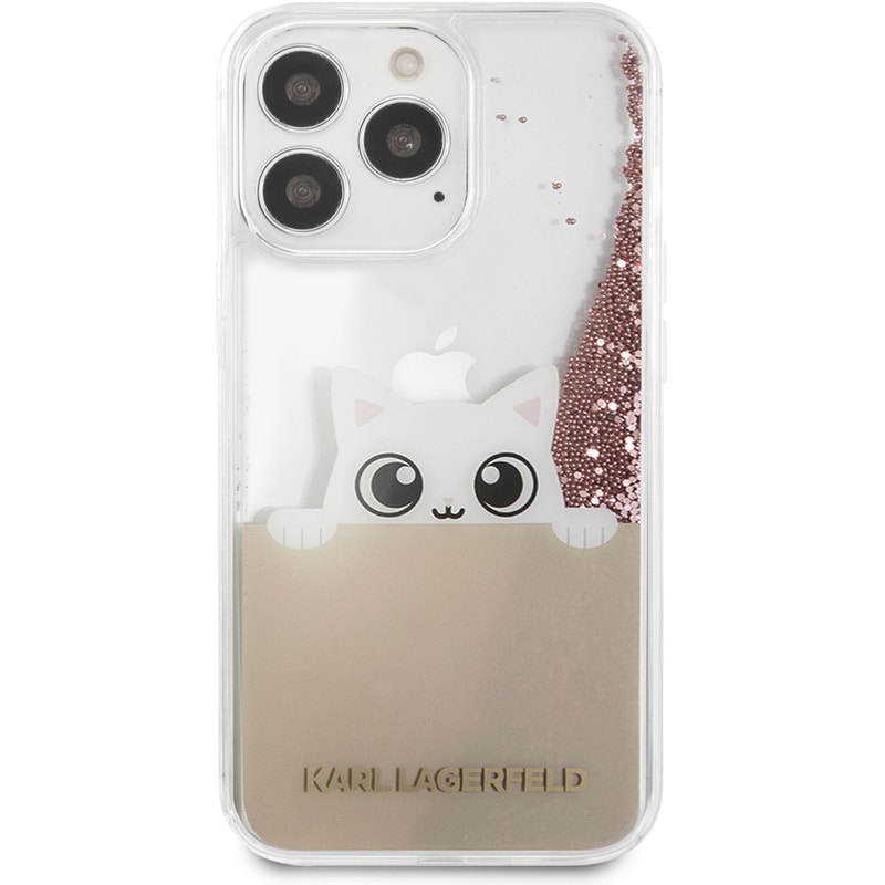 KARL LAGERFELD Karl Lagerfeld Liquid Glitter Case Quot;peek A Boo Cover Quot; Θήκη Προστασίας – Iphone 13 Pro Max (clear/glitter Pink)