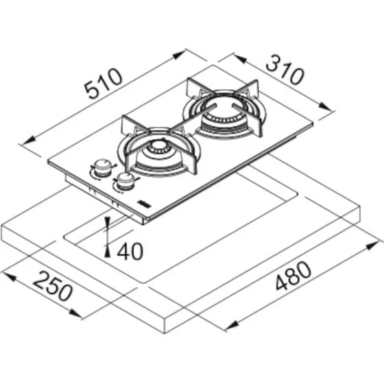 FRANKE FHCR 302 2G HE BK C Mythos 302 30 cm Μαύρο Εστία Αερίου Αυτόνομη Domino image 1