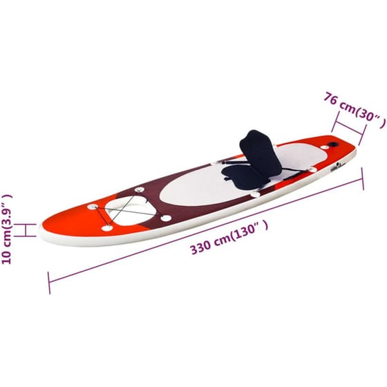 Φουσκωτή Σανίδα SUP VidaXL 330x76 cm - Κόκκινη image 11