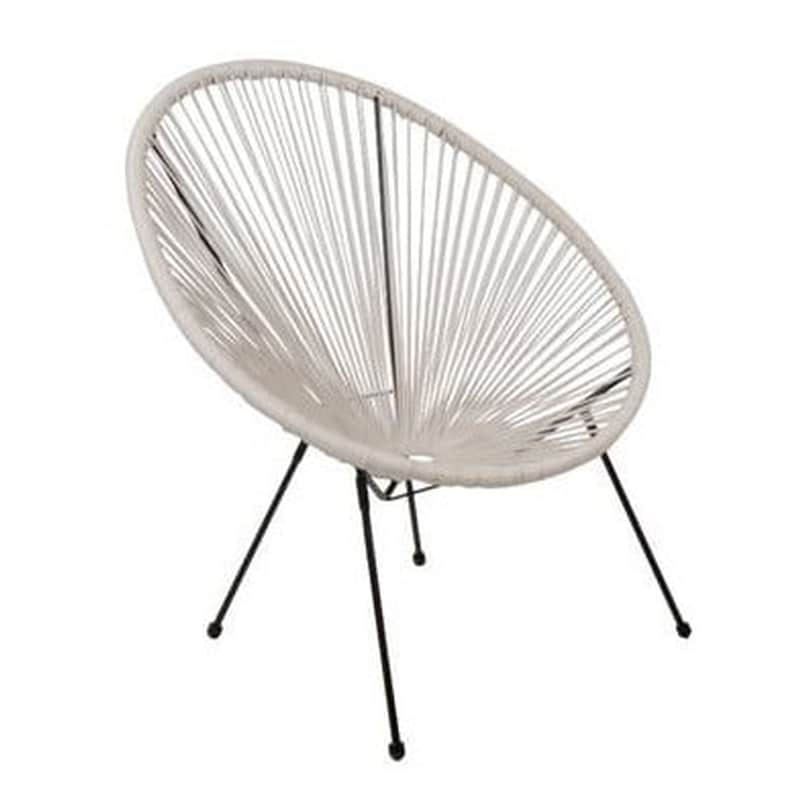 Πολυθρονα Μεταλλικη Μαυρη Με Ασπρο Rattan