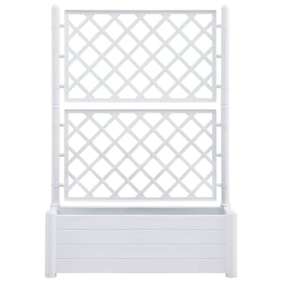 Vidaxl Ζαρντινιέρα Κήπου Με Καφασωτό Λευκή 100 X 43 X 142 Εκ. Από Pp image 3