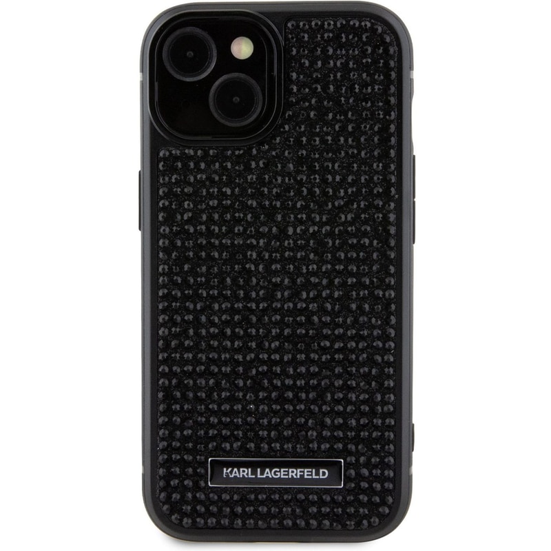 Karl Lagerfeld “rhinestones Metal Plate Logo Collection” Θήκη Προστασίας Για Iphone 15 (μαυρο – Klhcp15shdsplk)