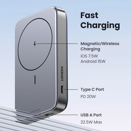 Powerbank Ugreen PB206 10.000mAh 20W - Space Gray image 4