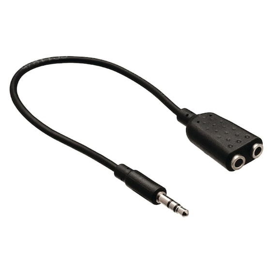 Powertech Καλώδιο 3.5mm Male Σε 2x 3.5mm Female, Μαύρο, 0.20m image 0