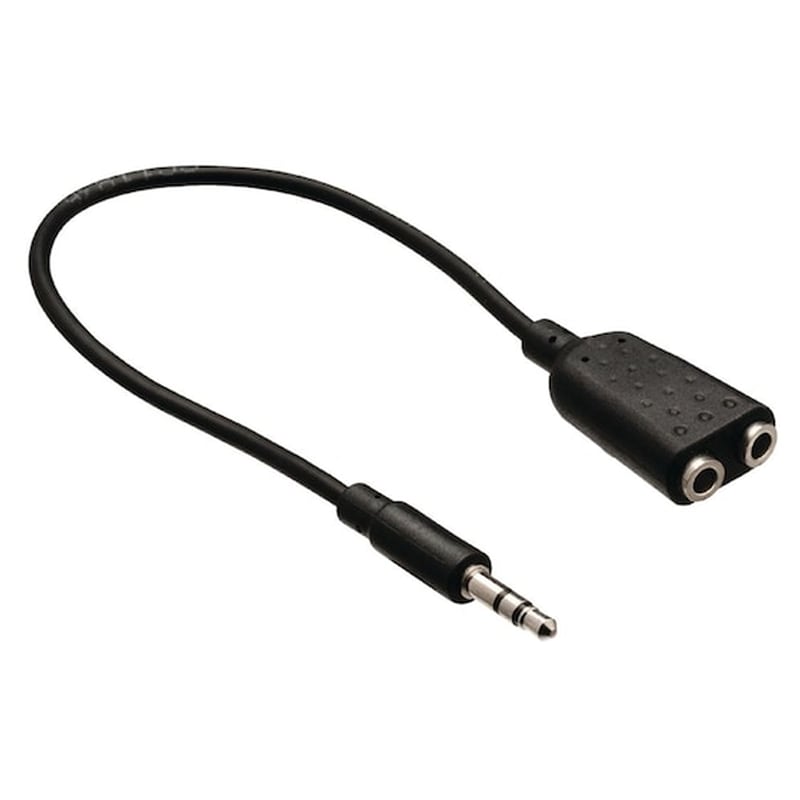 Powertech Καλώδιο 3.5mm Male Σε 2x 3.5mm Female, Μαύρο, 0.20m