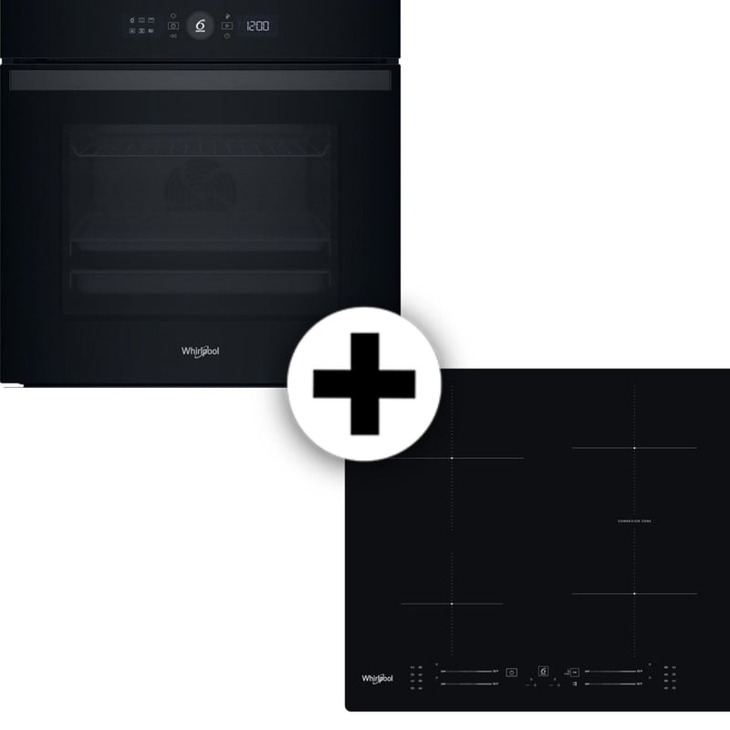WHIRLPOOL WHIRLPOOL WOI4S8PM2SBA WBS2560NE 73 Lt Μαύρο Εντοιχιζόμενος Σετ Φούρνος και Εστία