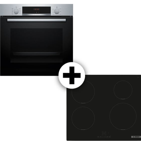 BOSCH HBA534ES4 & PUE611BB5E 71 Lt Inox Eντοιχιζόμενο Σετ Φούρνος και Εστία image 0