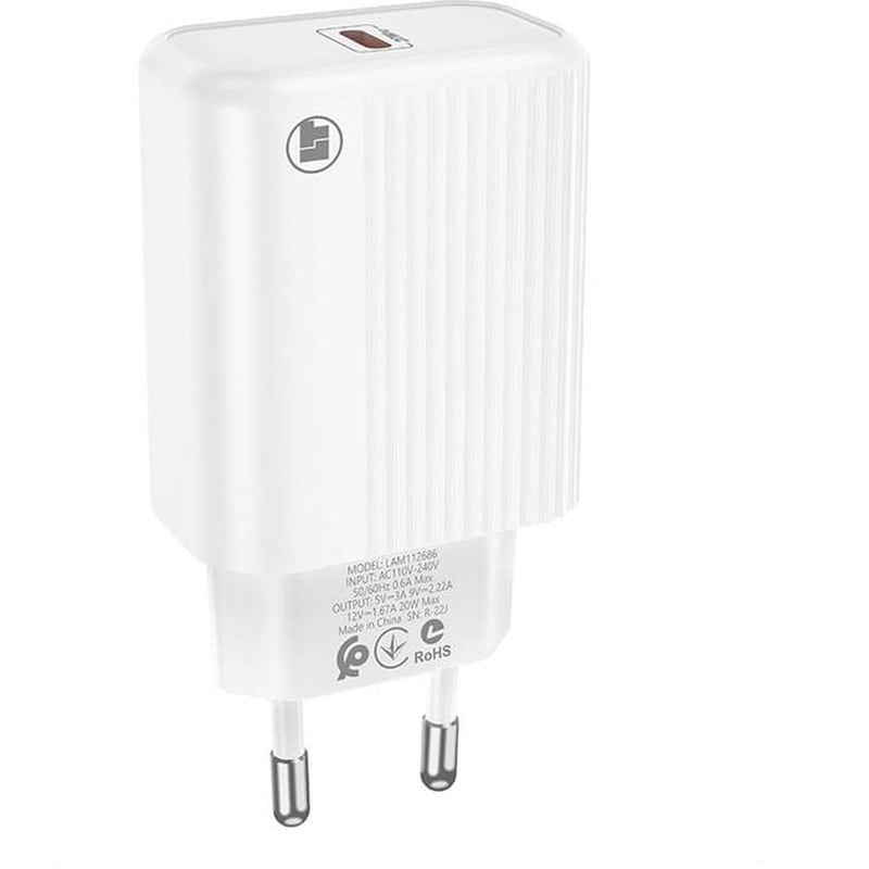 Φορτιστής Πρίζας Lamtech LAM112686 USB‑C 20 W - Λευκό