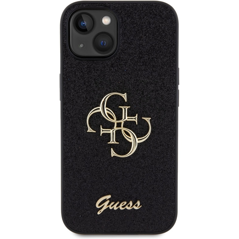 Θήκη Apple iPhone 15 - Guess Fixed Glitter 4g Logo Case - Μαύρο