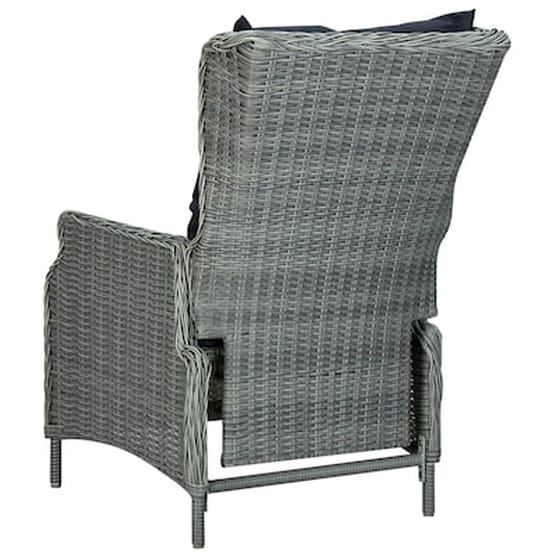 Πολυθρόνα Κήπου Vidaxl Ανακλινόμενη από Συνθετικό Ρατάν με Μαξιλάρια 57x88x100cm - Γκρι image 5