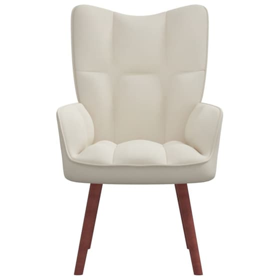 Πολυθρόνα Relax VidaXL από Βελούδο - Λευκό/Κρεμ image 2