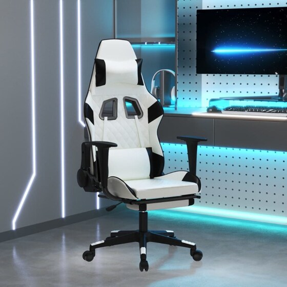 Καρέκλα Gaming VIDAXL 3143773 με Υποπόδιο από Τεχνητό Δέρμα - Μαύρο image 8